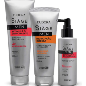 Kit Siàge Men Estimula o Crescimento, Shampoo, Condicionador e Tônico